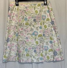 Sigrid Olsen 100% Cotton Floral Midi Skirt Size 8 Yellow Green Boho Cottagecore