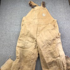 Carhartt Bib Overalls Mens 40x30 Brown Duck Quilt Lined Insulated Workwear