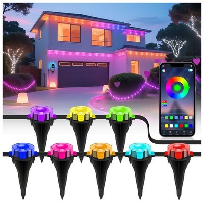 Wisada RGB Outdoor Ground Lights 50 FT, Permanent Outdoor Lights for House, B...