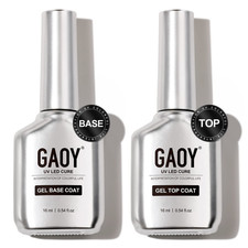 16Ml 2 Pcs Glassy Gel Top Coat and Base Coat Set,No Wipe Foundation Combination
