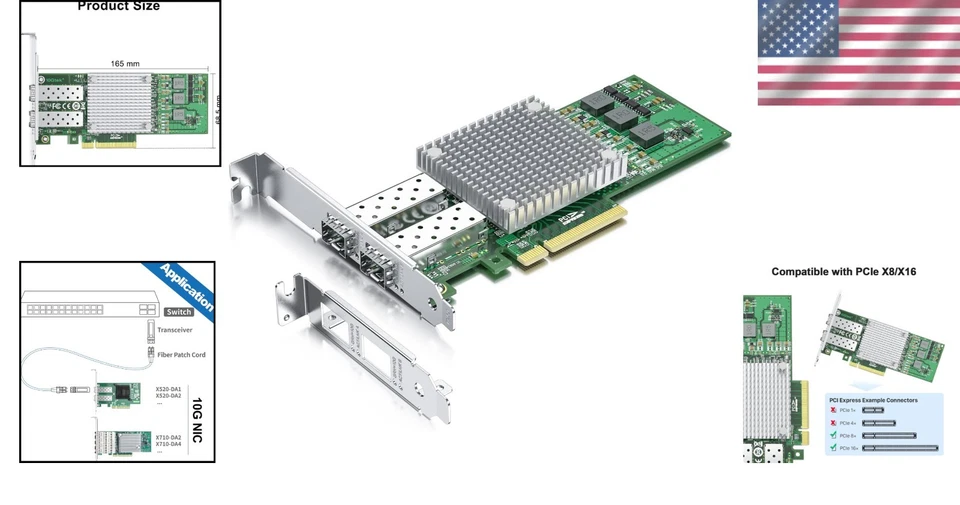 10Gb Ethernet Network Card with Broadcom Chipset - 2 SFP+ Ports, Compact Design - Image 2 of 4