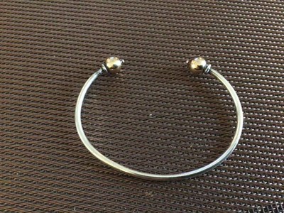 Pre Owned Double Gold Ball Cape Cod Cuff Bracelet 14k & Sterling