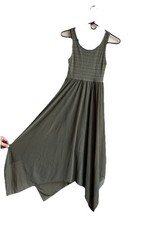 Divided Womens Dress Olive Green Sz 4 Midi ST2125 Asymmetrical Hem
