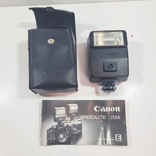 Vintage Canon Speedlite 155A Flash with Case Manual - Clean Contacts, Untested