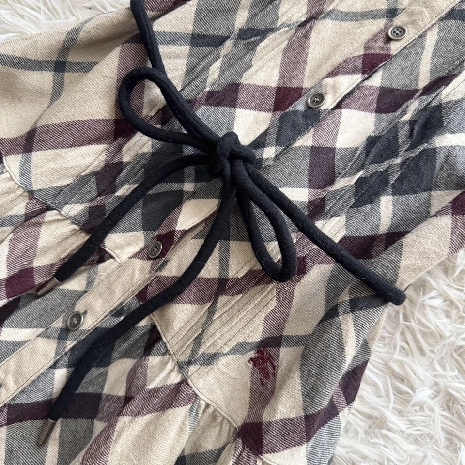 Burberry Blue Label Nova Check Brown Dress Size 36 Short Sleeve Tiered - Image 3 of 4