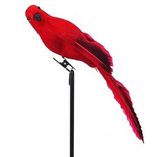 LWINGFLYER 7.8 Red Artificial Parrot Foam Feathered Parrot Clip on Bird for S...