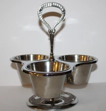 VINTAGE IRVINWARE 3 PART CONDIMENT DIP LAZY SUSAN CADDY CHROME