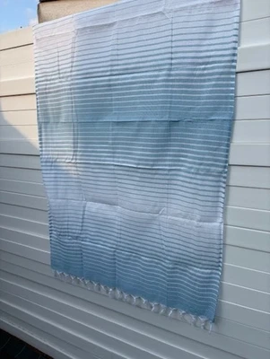 fouta serviette de plage bleu ciel 100 x 180 cm - Photo 1/4