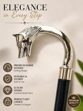 Unique Designer Fancy Walking Stick Wooden Carved Walking Cane Brass Fox Handle