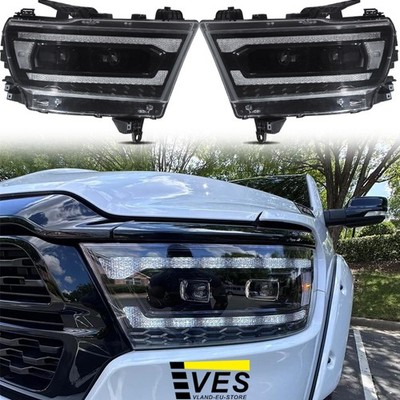 Fits RAM 1500 2019-2024 LED Headlights DRL w/Startup Sequential Projector Lamps