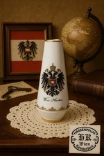 🛡️ Vintage Austrian Porcelain Vase – Imperial Double-Headed Eagle Coat Of Arms