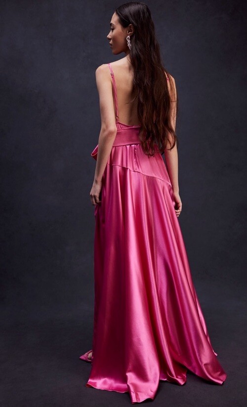 Free People Bronx & Banco Leo High Slit Belted Maxi Gown Dress L | eBay