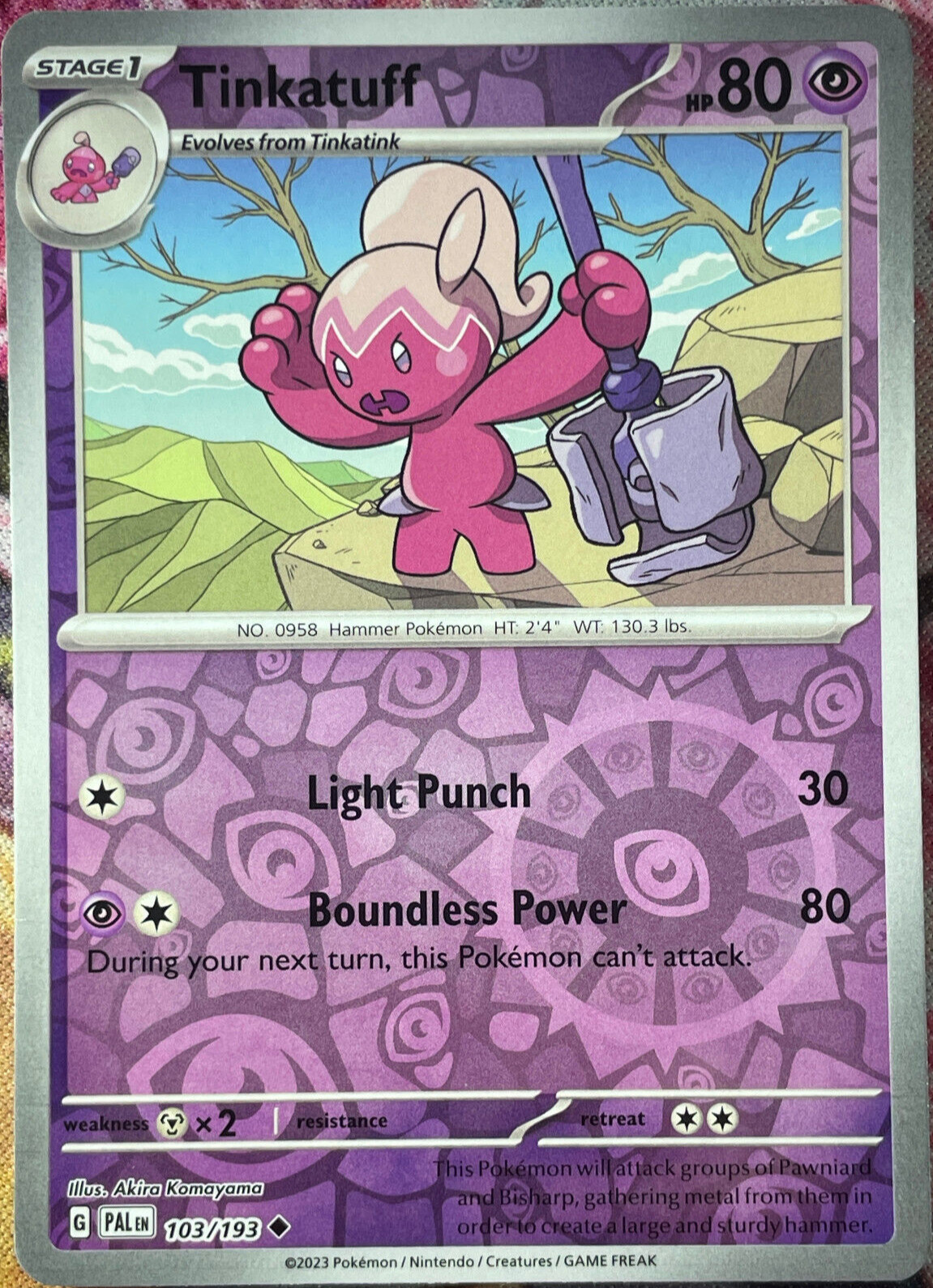 Tinkatuff Reverse Holo - 103/193 - Paldea Evolved Pokemon 2023