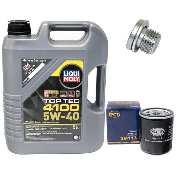 MotoröL Set 5W-40 5 Liter + ÖLfilter + ÖLablassschraube FüR Seat Skoda VW Polo-image