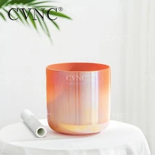 CVNC 432HZ 7" D Navel Sacral Chakra Clear Crystal Singing Bowl Sound Healing
