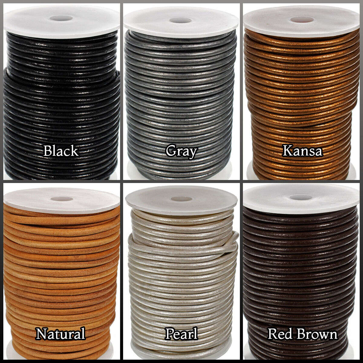 Round Leather Cord By Craft County - In 4mm, 5mm, & 6mm Sizes - 6 Color Options