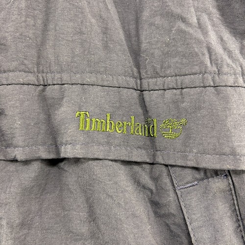 VINTAGE Timberland Jacket Mens M Blue Navy Parka Hooded Nylon Weathergear 90s - Picture 5 of 14