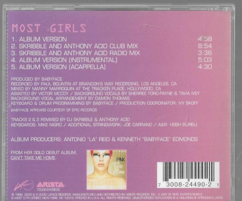 PINK- MOST GIRLS RARE 5 TRACK REMIX CD,ARISTA 2000. | eBay