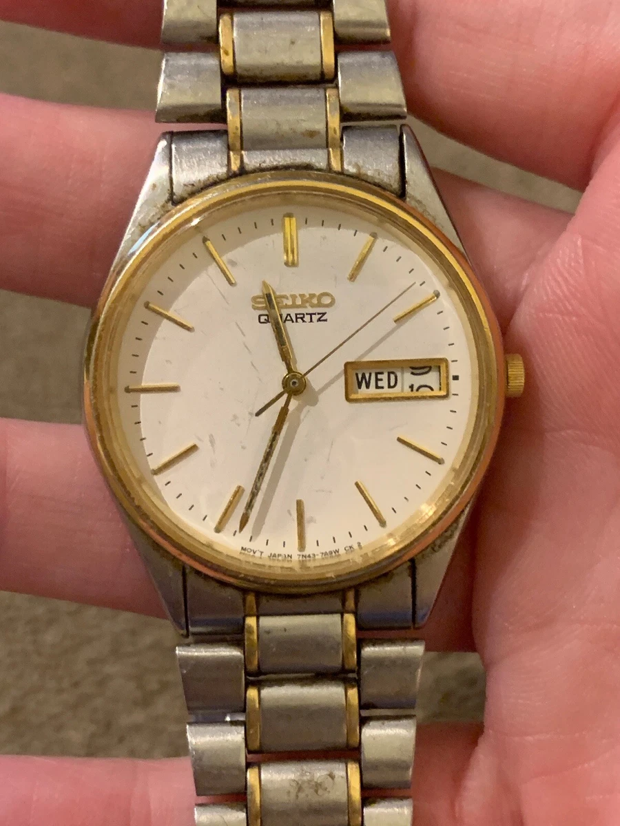 Vintage Seiko 7N43 7A50 Quartz Watch Stainless Steel JD