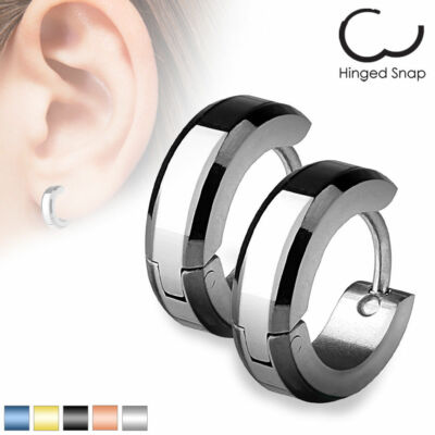 Mens Ladies Surgical Steel IP Huggie Hoop Fake Non Piercing Clip On Earrings Mens Ladies Surgical Steel IP Huggie Hoop Fake Non Piercing Clip On Earrings