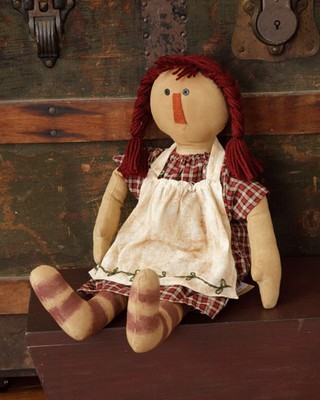 New Primitive Country Folk Art BLACK SHEEP JACKIE Raggedy Ann Doll 16/"