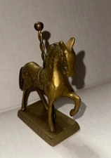 Solid Brass Horse & Base Sculpture Merry Go Round Carousel Fair Ride Statue 5”
