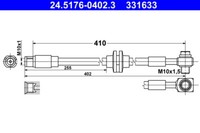 Ate 24.5176-0402.3 Bremsschlauch 410 Mm FüR Opel Chevrolet