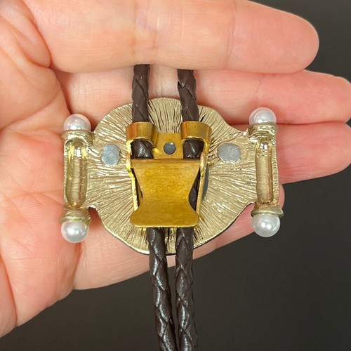 Vintage Genesis Mural Painting Bolo Tie Western Leather Rope Wedding Necklace - Bild 9 von 10