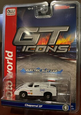 Auto World SC415 Tjet UltraG GT Icons 1966 Chaparral 2F White  #222 HO Slot Car