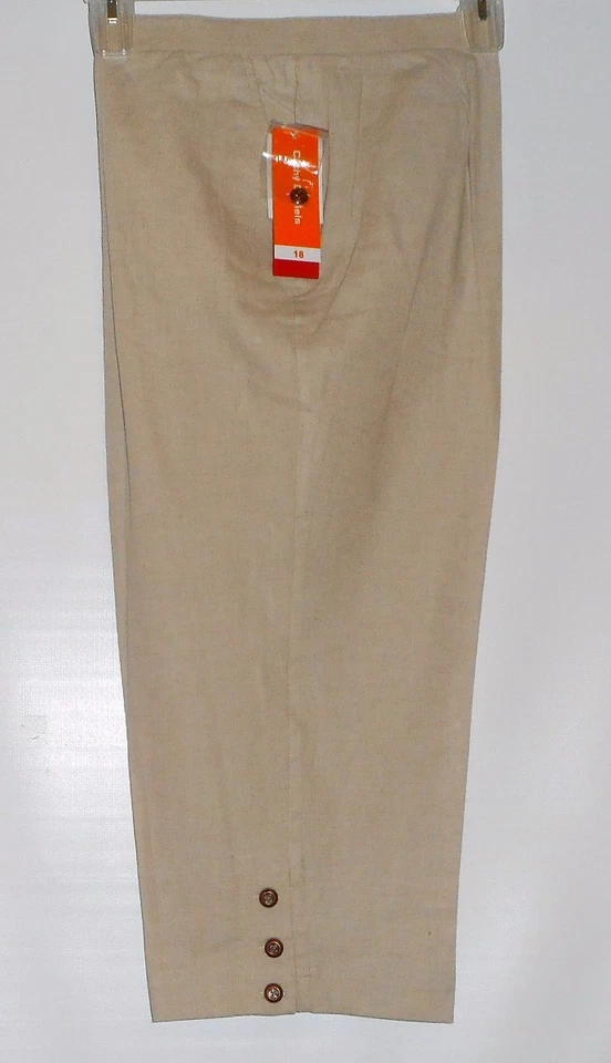 Pantalones capri Cathy Daniels para mujer mezcla de lino natural dieciocho (18) nuevos con etiquetas Foto 2 de 3