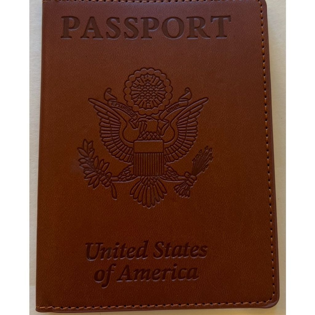 RFID-Blocking Leather Passport Wallet USA Rich Brown Travel Essential-image