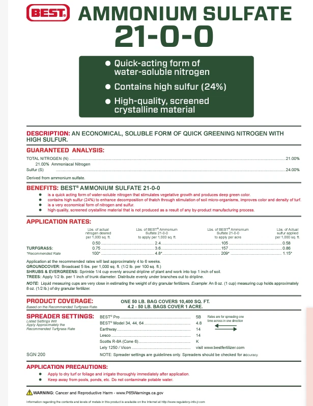 AMMONIUM SULFATE NITROGEN FERTILIZER 21-0-0 Water SOLUBLE FAST FREE SHIP - Image 2 of 4