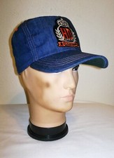 Vtg HARLEY Royal Logo DENIM Snap Back BASEBALL CAP Biker TRUCKER Hat~MADE IN USA