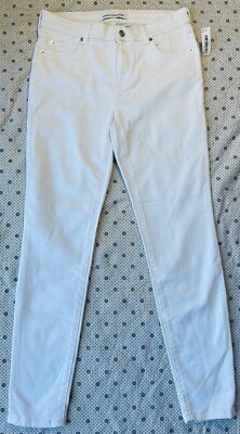 Amazon Essentials Women's Skinny Moulant Long Denim Jeans White, Size 10