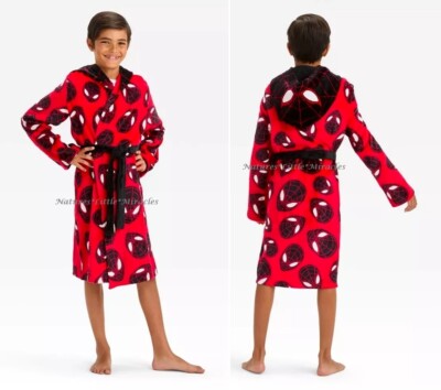 Spiderman Robe Boys Size 4-14 Bathrobe Pajama Swimsuit Cover Up Costume ...