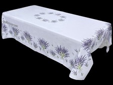 French Provencal Marat Avignon Coated Tablecloth Lavender Bouquets -59X79 France
