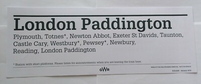 GREAT WESTERN RAILWAY WINDOW LABEL GWR Plymouth-London Paddington ...
