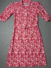 Vintage California Looks Dress Women's 14 Red Swirl Print Belted Retro 80s USA
