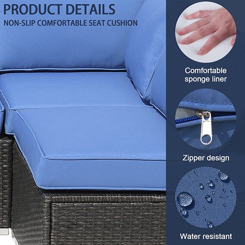 14x Outdoor Patio Furniture Chair Cushions Set Replacement Blue Sofa Insert - Picture 3 of 6