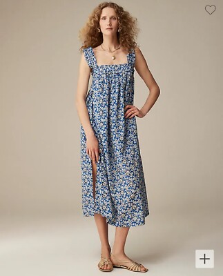 j crew cobalt blue dress NWOT J. Cotton Voile Ruffle Trim Shift White Floral Small silver quinceanera dresses