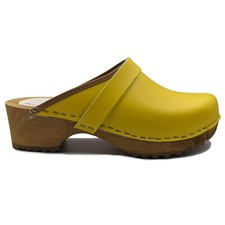 AM-Toffeln Swedish Style Clogs in Yellow (100) - Wooden Footbed