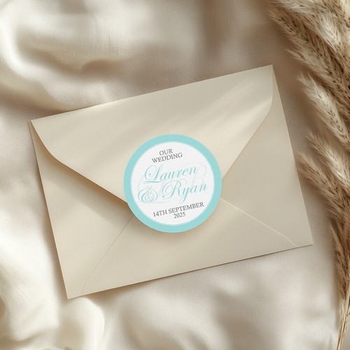 PERSONALISED Wedding Script Calligraphy Circular Stickers Labels - Picture 4 of 5