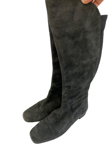 Stuart Weitzman Gray Suede Knee-High Boots Size 6M Flats Side Zipper 7974 - Picture 9 of 11