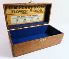 Antique 1906 D.M. Ferry & Cos Flower Seeds Counter Display Box—Solid Oak
