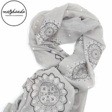 Mandela Pattern Grey Scarf Lightweight Spring Autumn Ladies fashion Gift