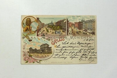 Alt vintage AK Post Ansichtskarte Litho Gruss aus München Akademie Karlsthor - Bild 1 von 2