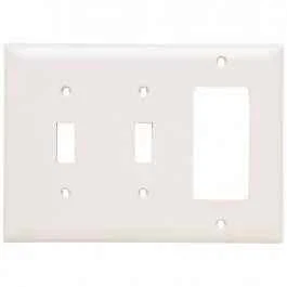 Pass & Seymour TP226W 3Gang Wall Plate, 2-Toggle / 1-Decorator - White