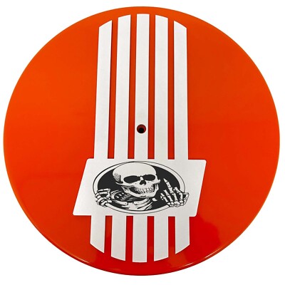 14'' Round ORANGE Air Cleaner Kit - F-U Skeleton - Engraved Raised Billet Top