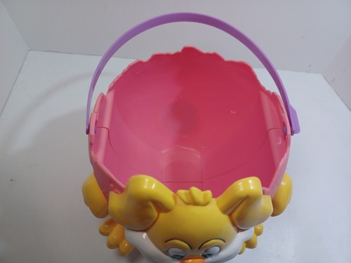 Vintage Cool Gear Easter Bunny Basket 3-D 1998 Pink Yellow Egg Hard Plastic - Picture 7 of 8
