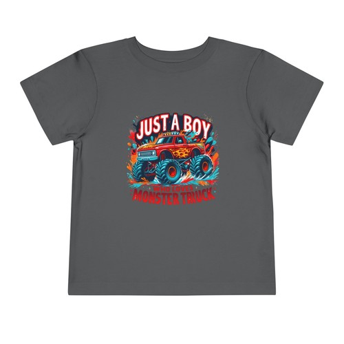 Just a Boy Who Loves Monster Trucks Tee, Toddler T-Shirt for Boys, Fun Kids - Picture 30 of 41